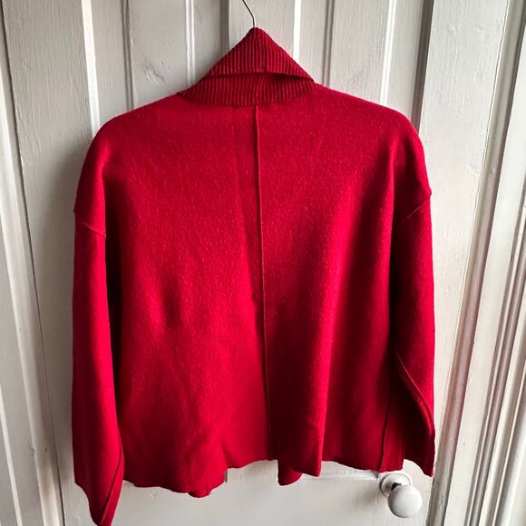 Eileen Fisher Boxy Wool Cardigan Sweater Red Petite - Picture 6 of 8